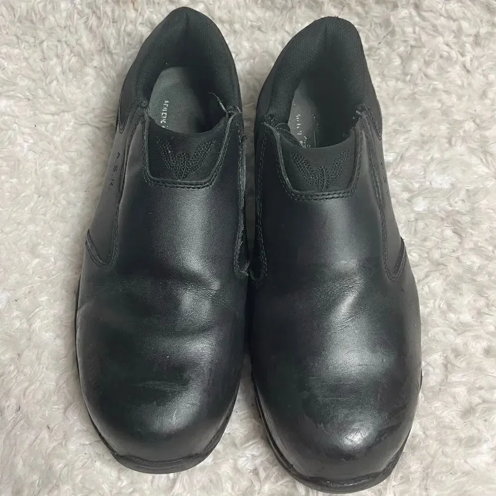 Unisex Thorogood ASR Black Leather slip on shoes Rubber soles Men SZ9M W SZ11M